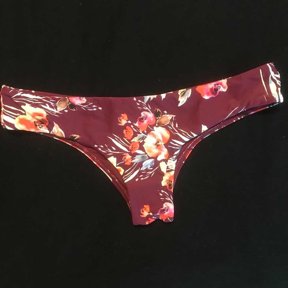 Billabong floral and burgundy bikini bottoms